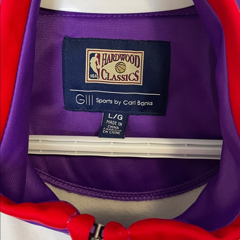 NBA Purple White Red Toronto Raptors Colorblock Windbreaker Jacket - Picture 3 of 6